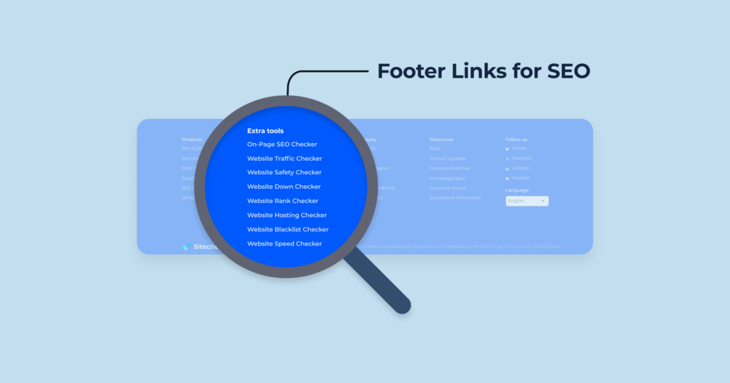 navigation and footer internal link